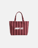 BURGUNDY STRIPED TOTE BAG